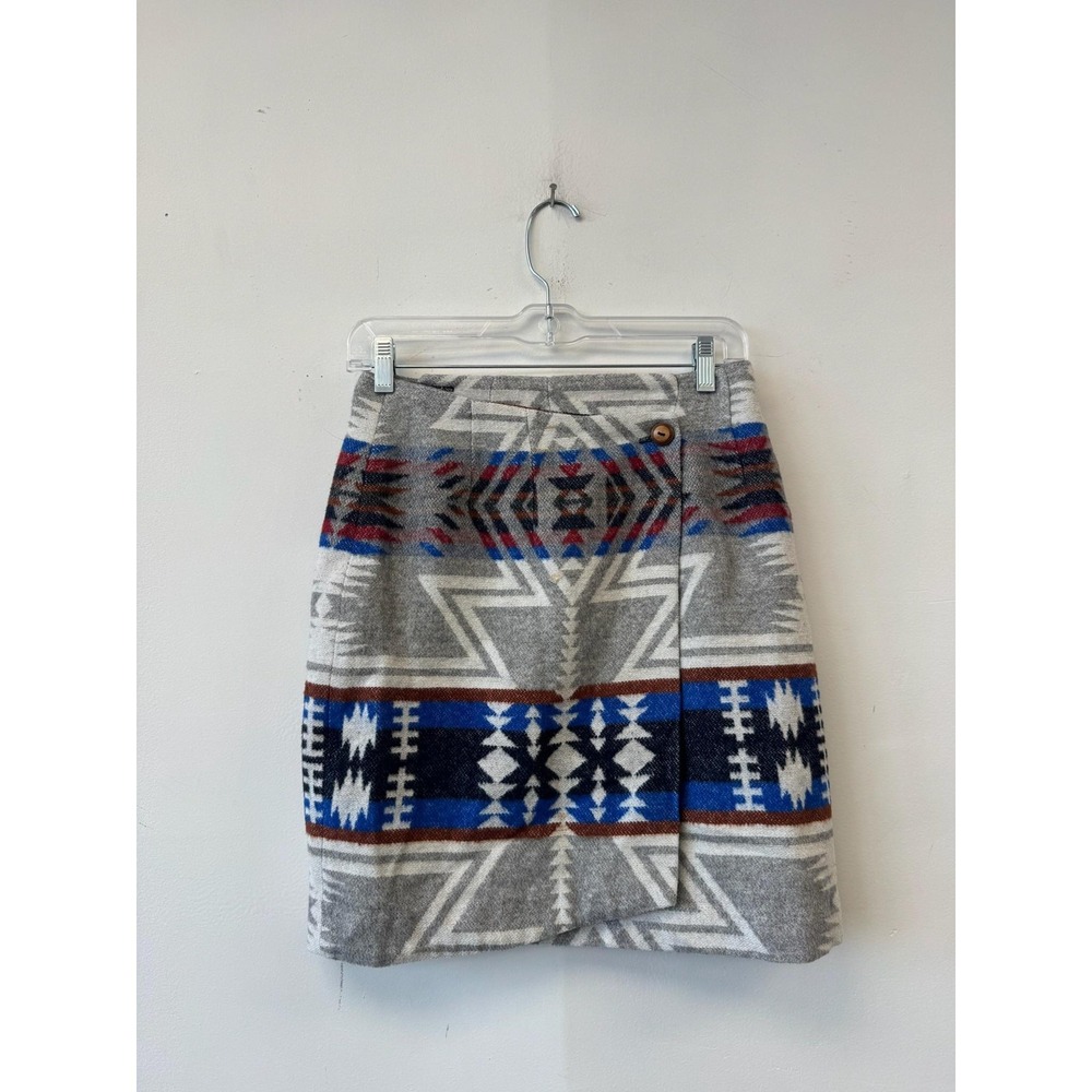 Maurizio Ramani Skirt Womens XS Gray Southwestern Wrap Knit‎ Button Mini USA